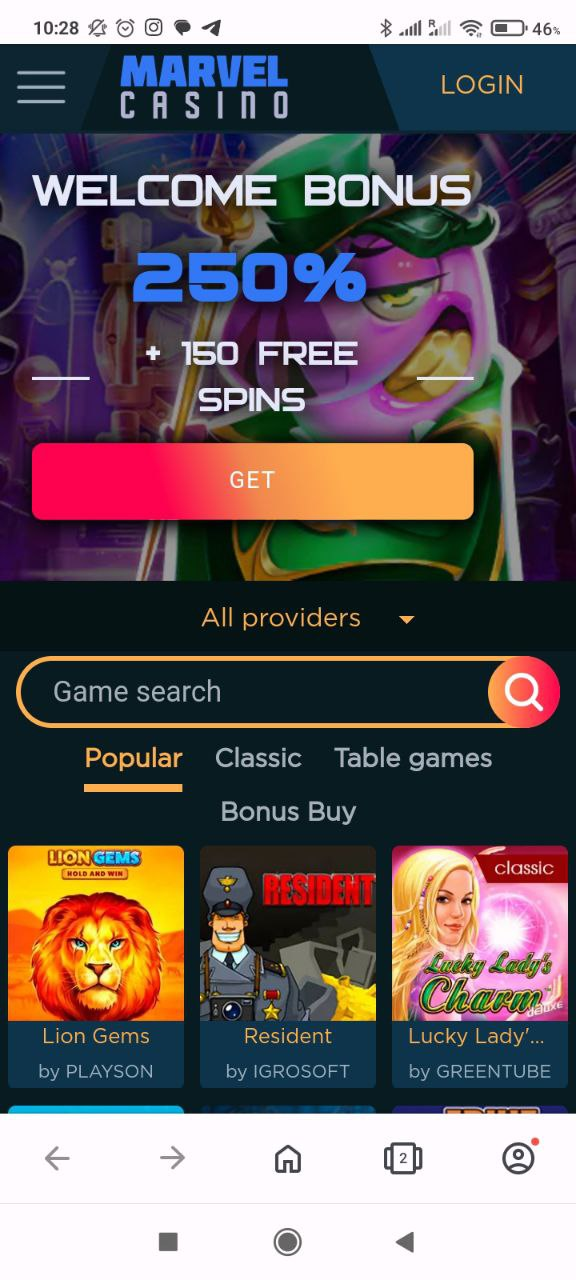 Marvel Casino mobile